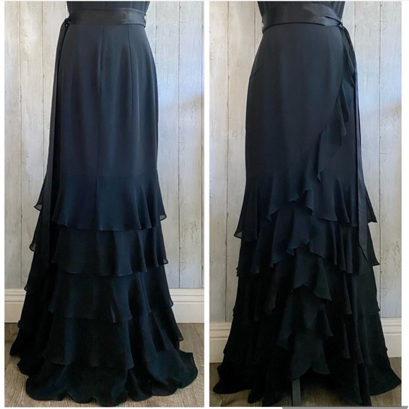 Teri Jon by Rickie Freeman Ruffle Tiered Silk Gown - Picture 2 of 16